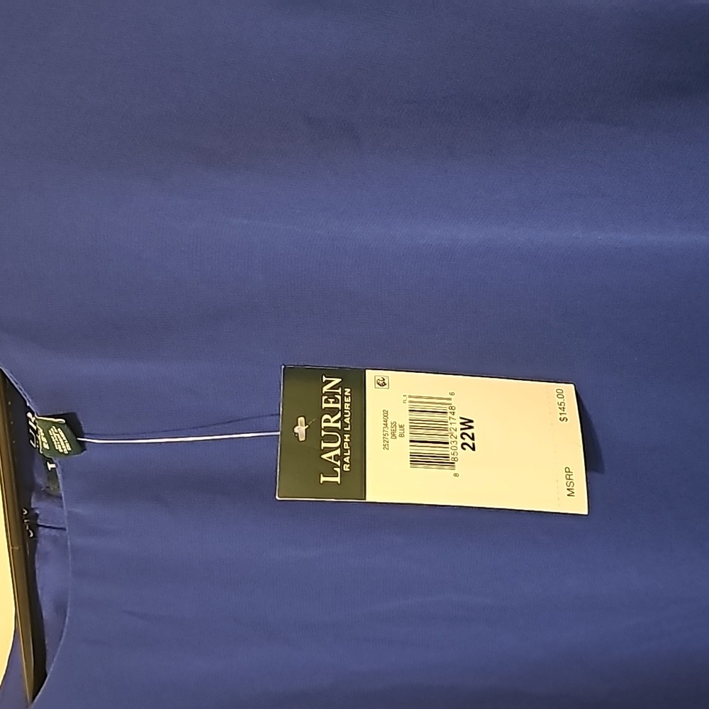 Ralph Lauren Georgette Blue Tiered Sleeveless Shift Dress Size 22W‎ - Picture 5 of 10